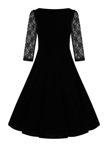 Výnimočný darček od Dedoles Retro pin up šaty s rukávom Ruža s čipkou